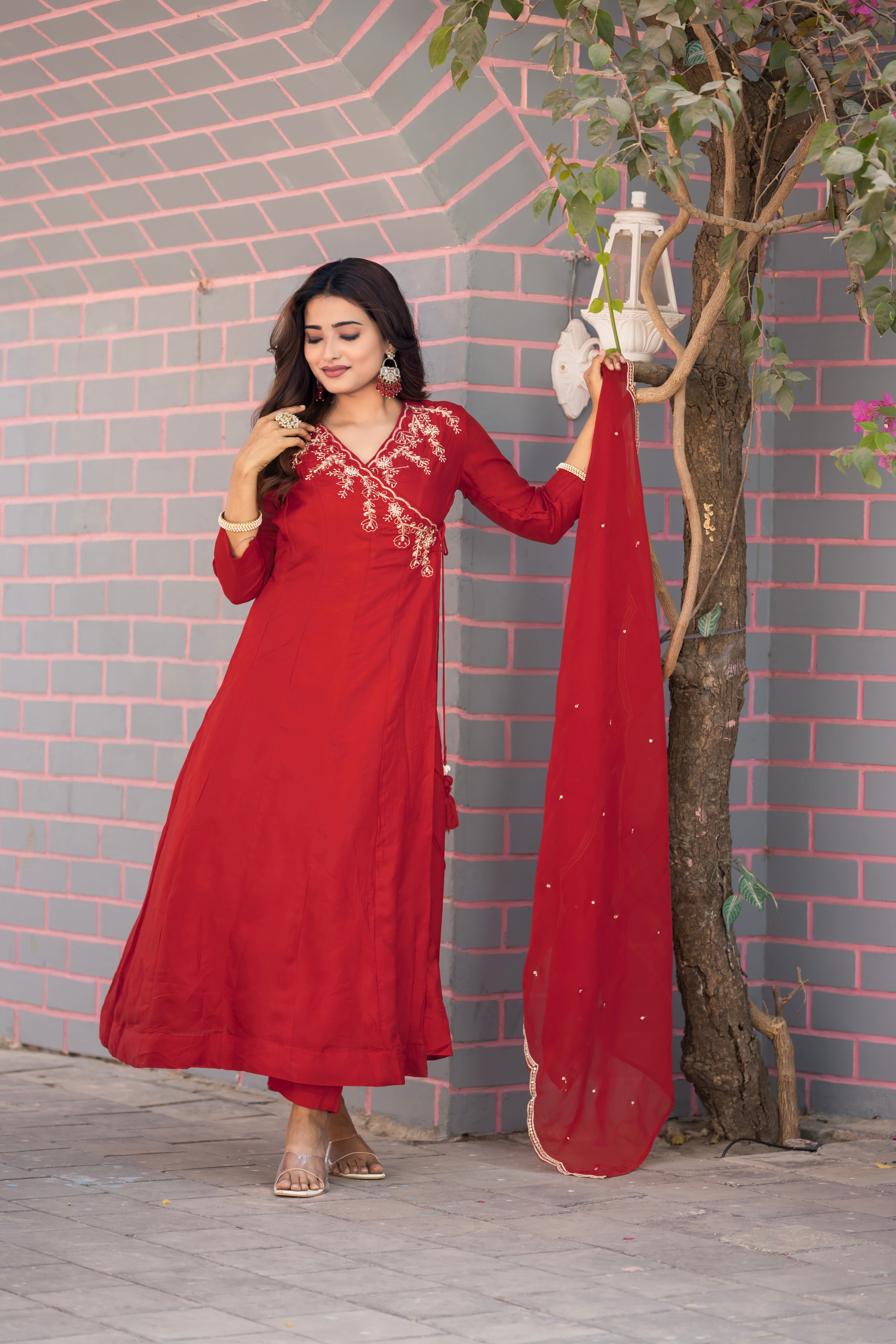 VARAMYA Angrakha Anarkali Handwork Suit Set