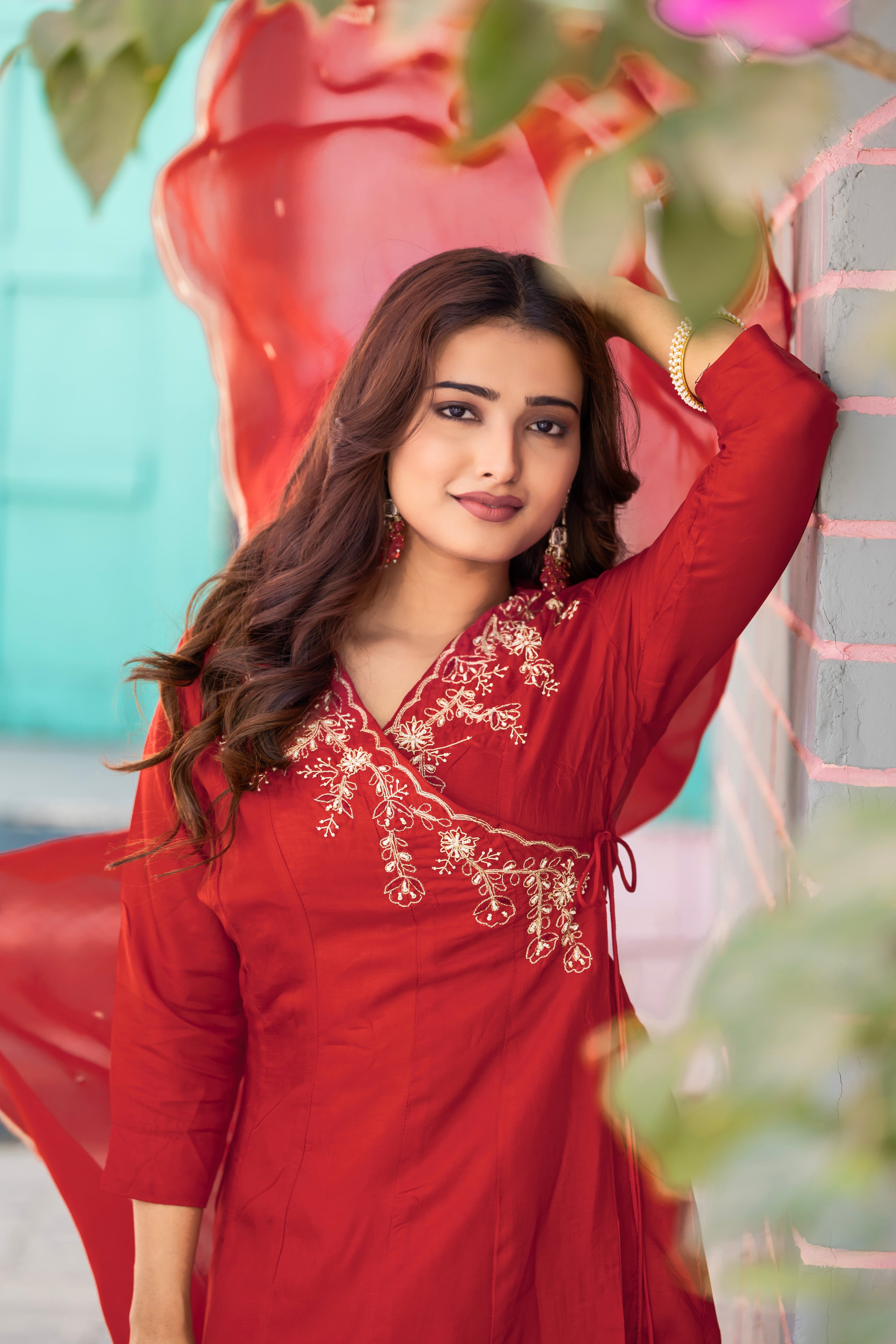 VARAMYA Angrakha Anarkali Handwork Suit Set