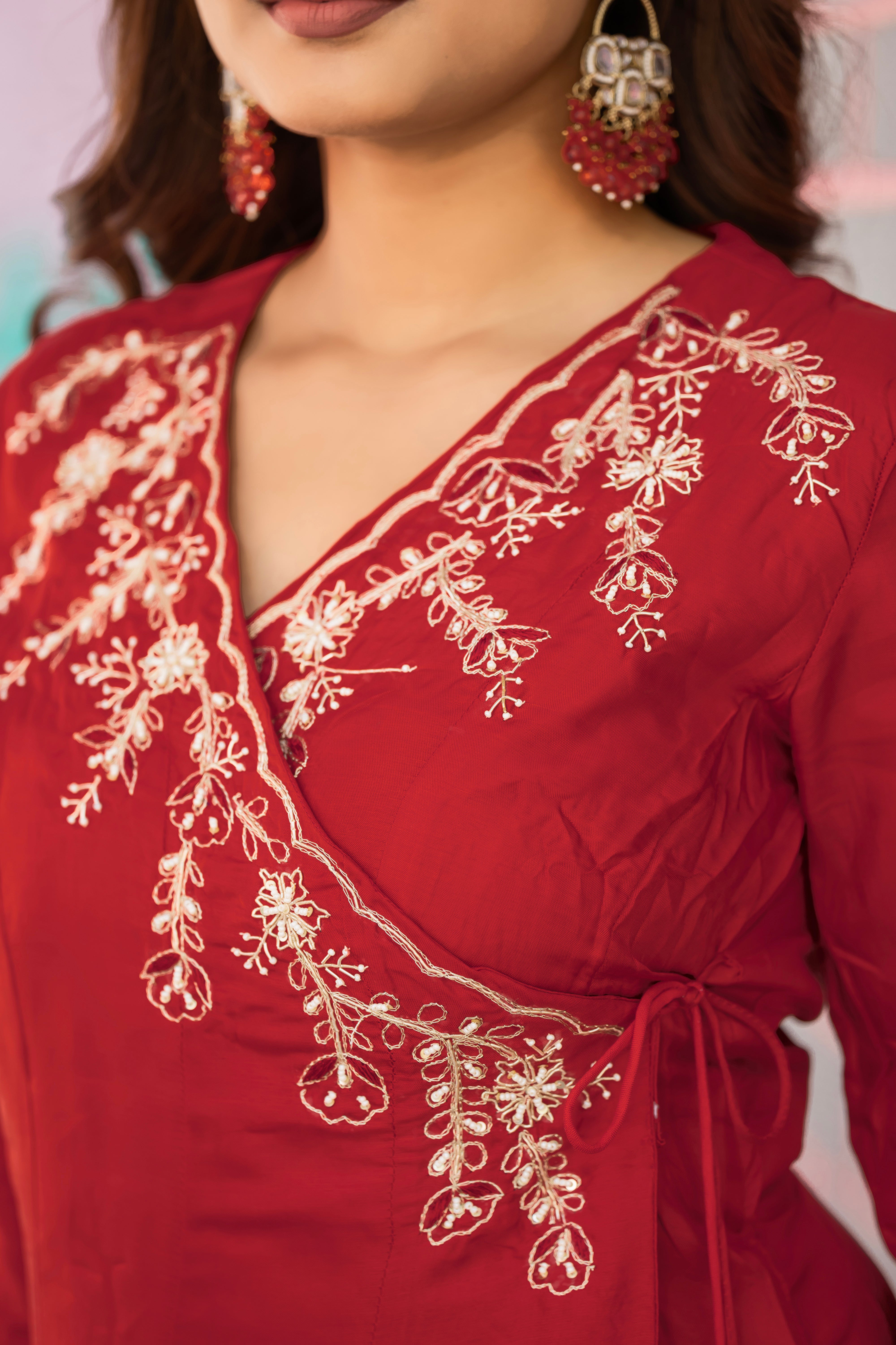 VARAMYA Angrakha Anarkali Handwork Suit Set