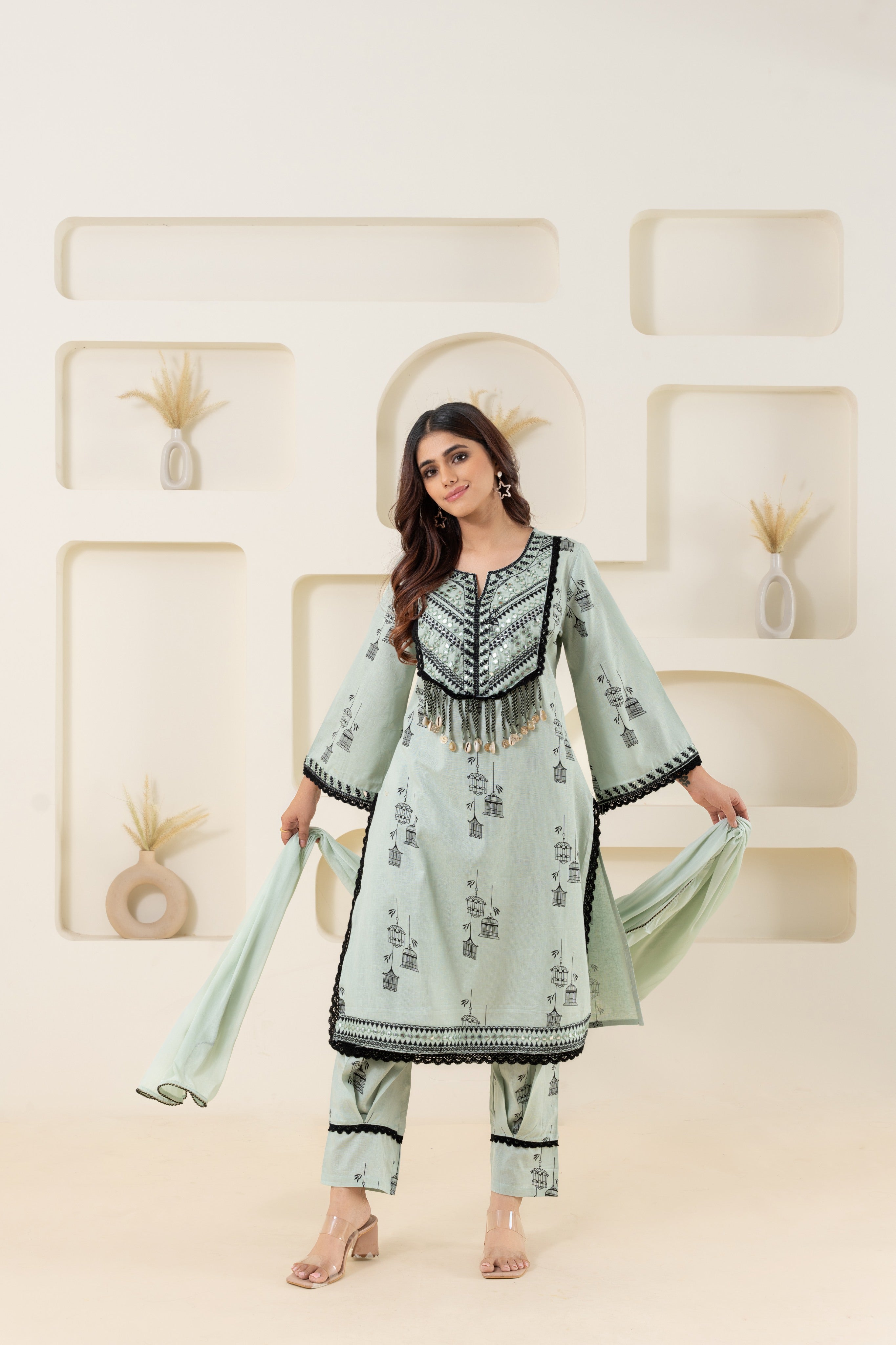 Straight Embroidery Suit Set