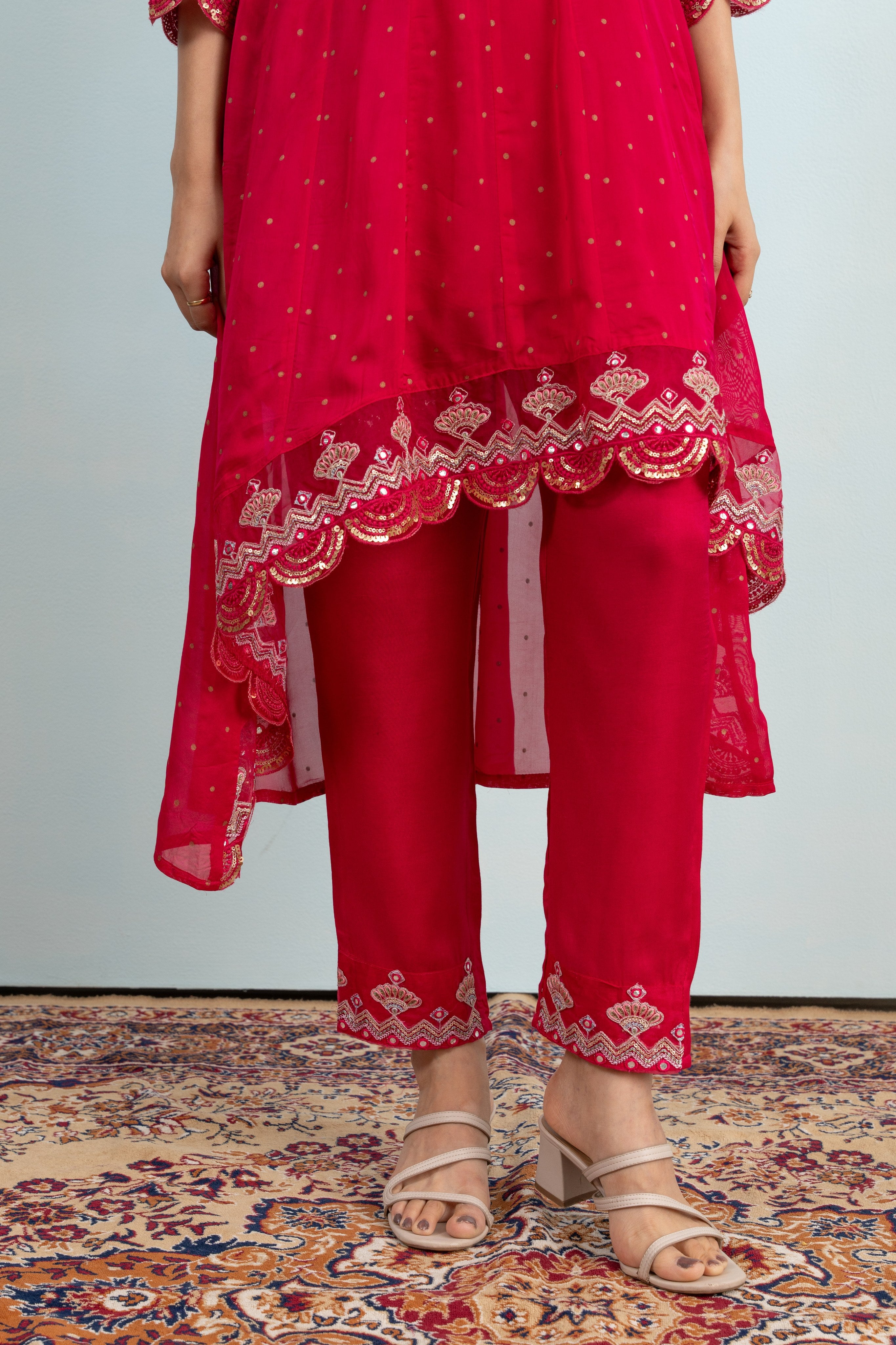 Varamya Pink Embroided Up-down Anarkali Suit
