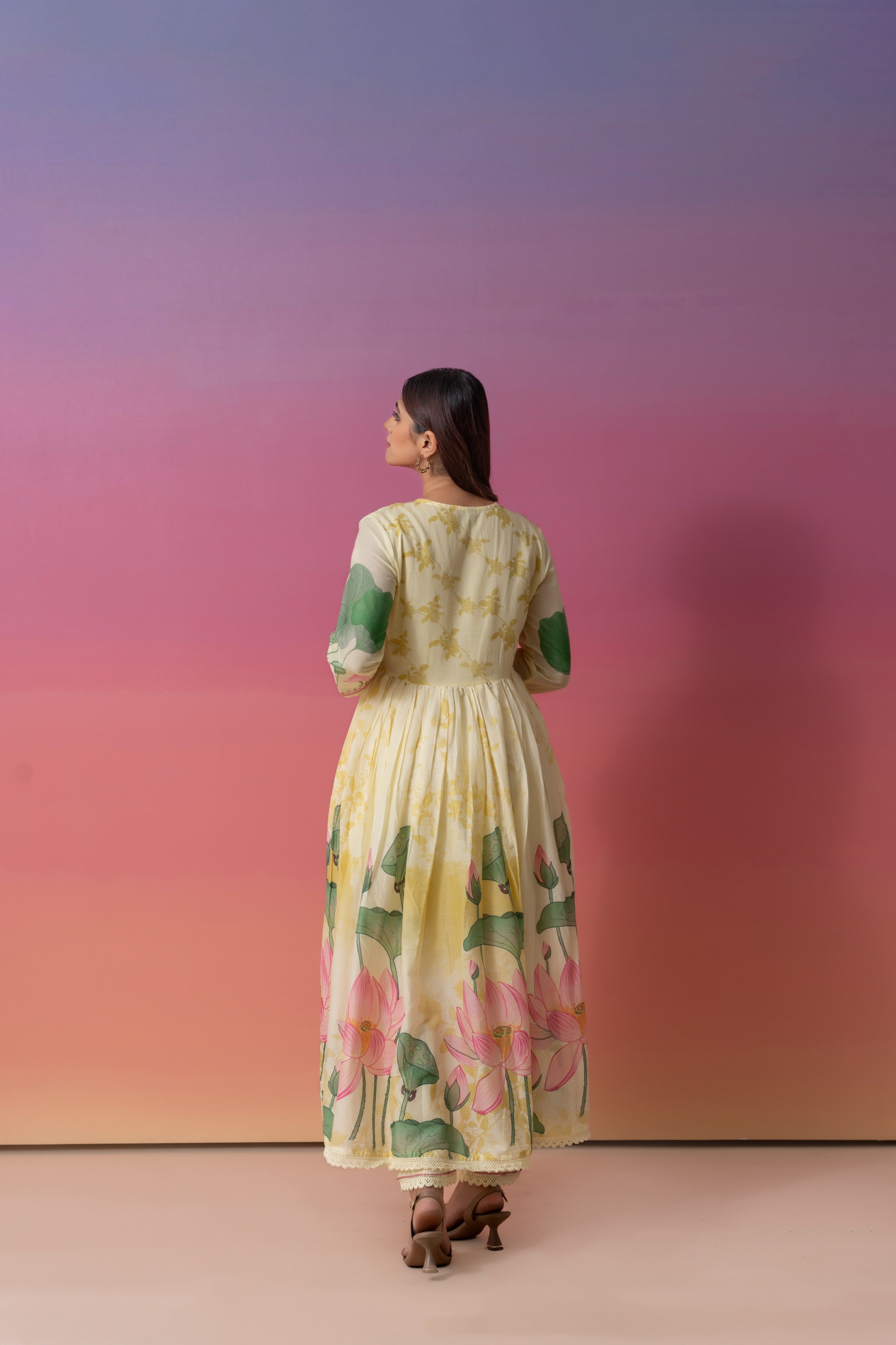 Floral Print With Embroidery Anarkali Suit Set