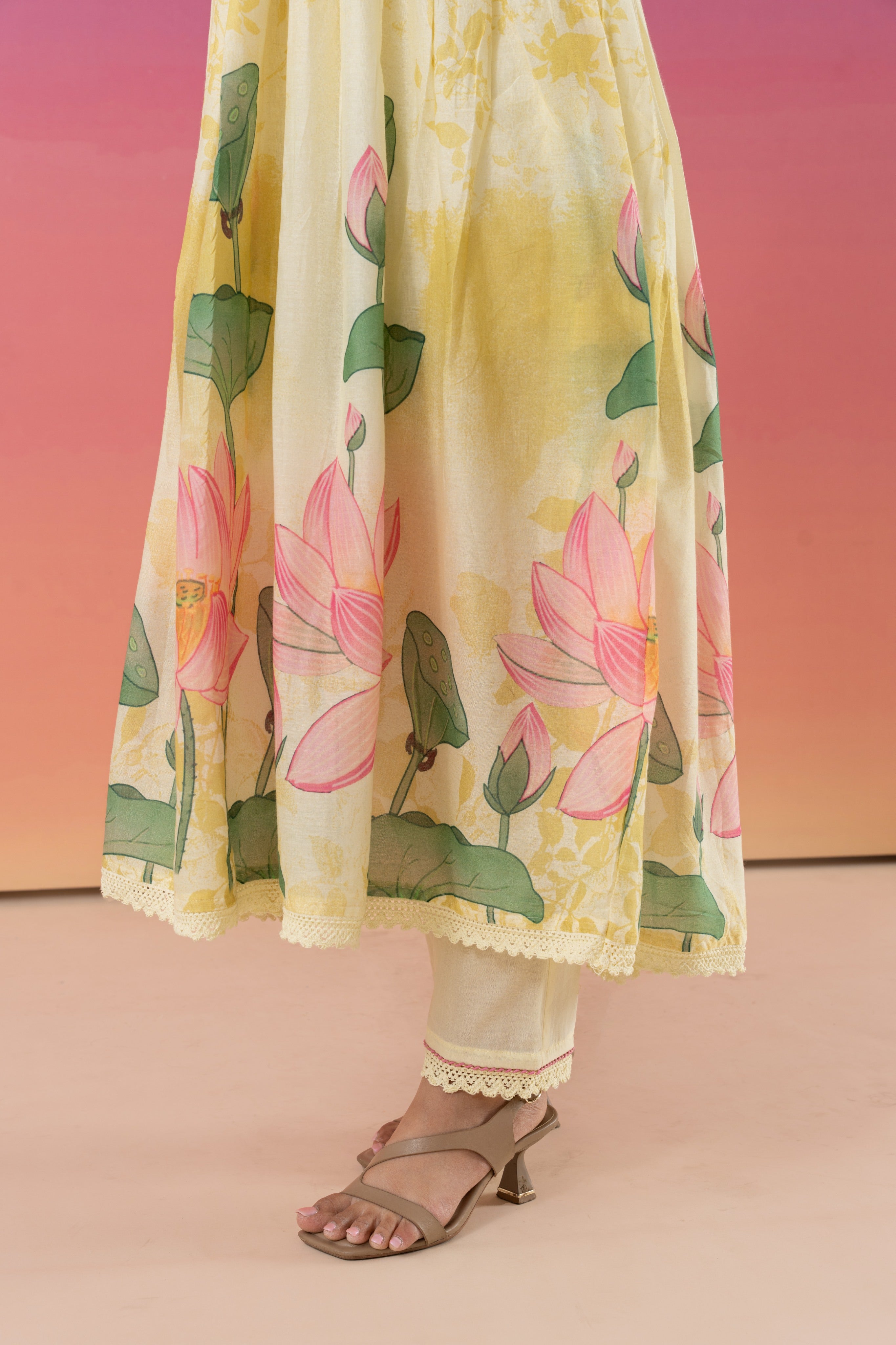Floral Print With Embroidery Anarkali Suit Set