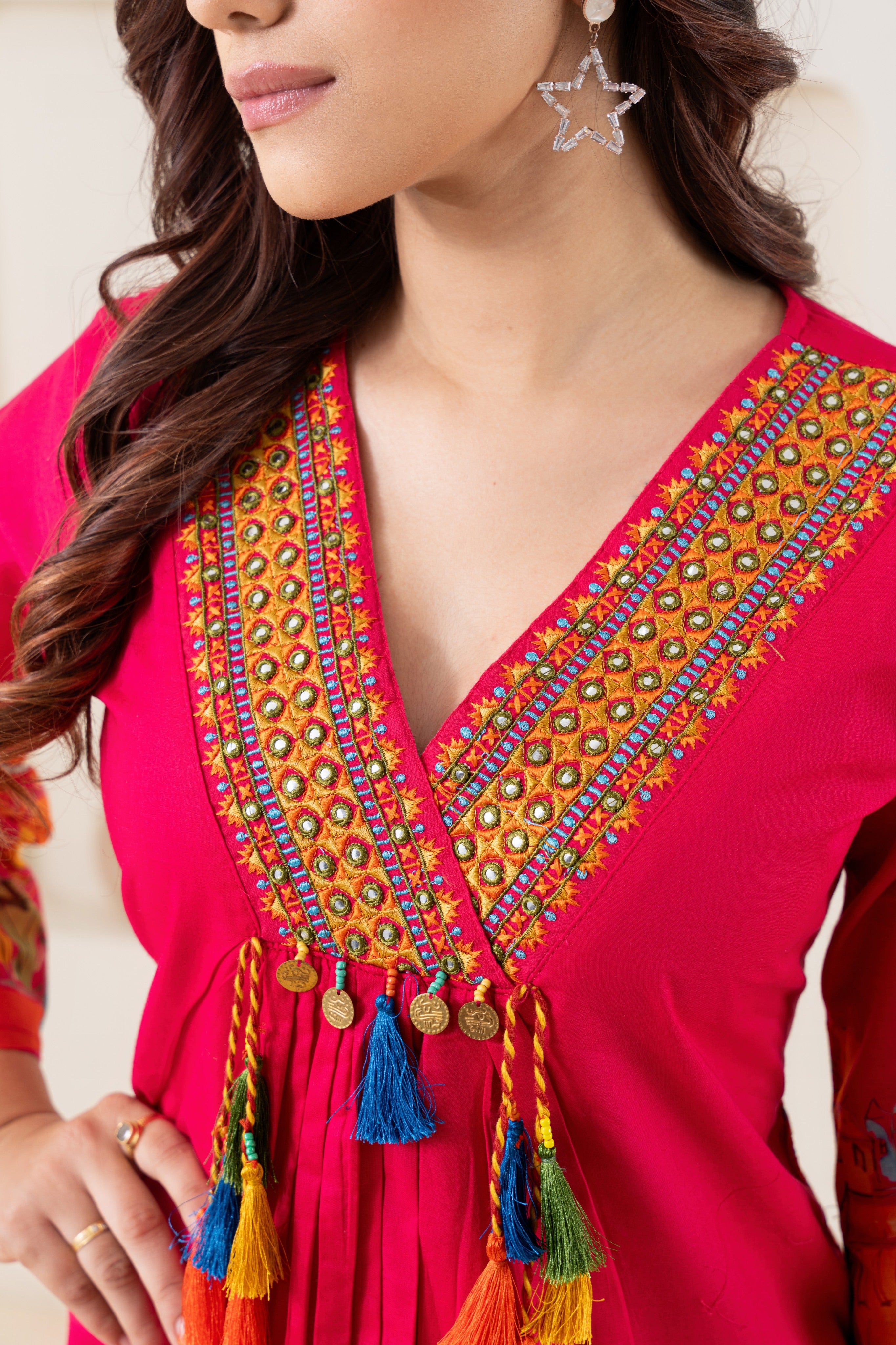 Straight A-line Pink Suit Set