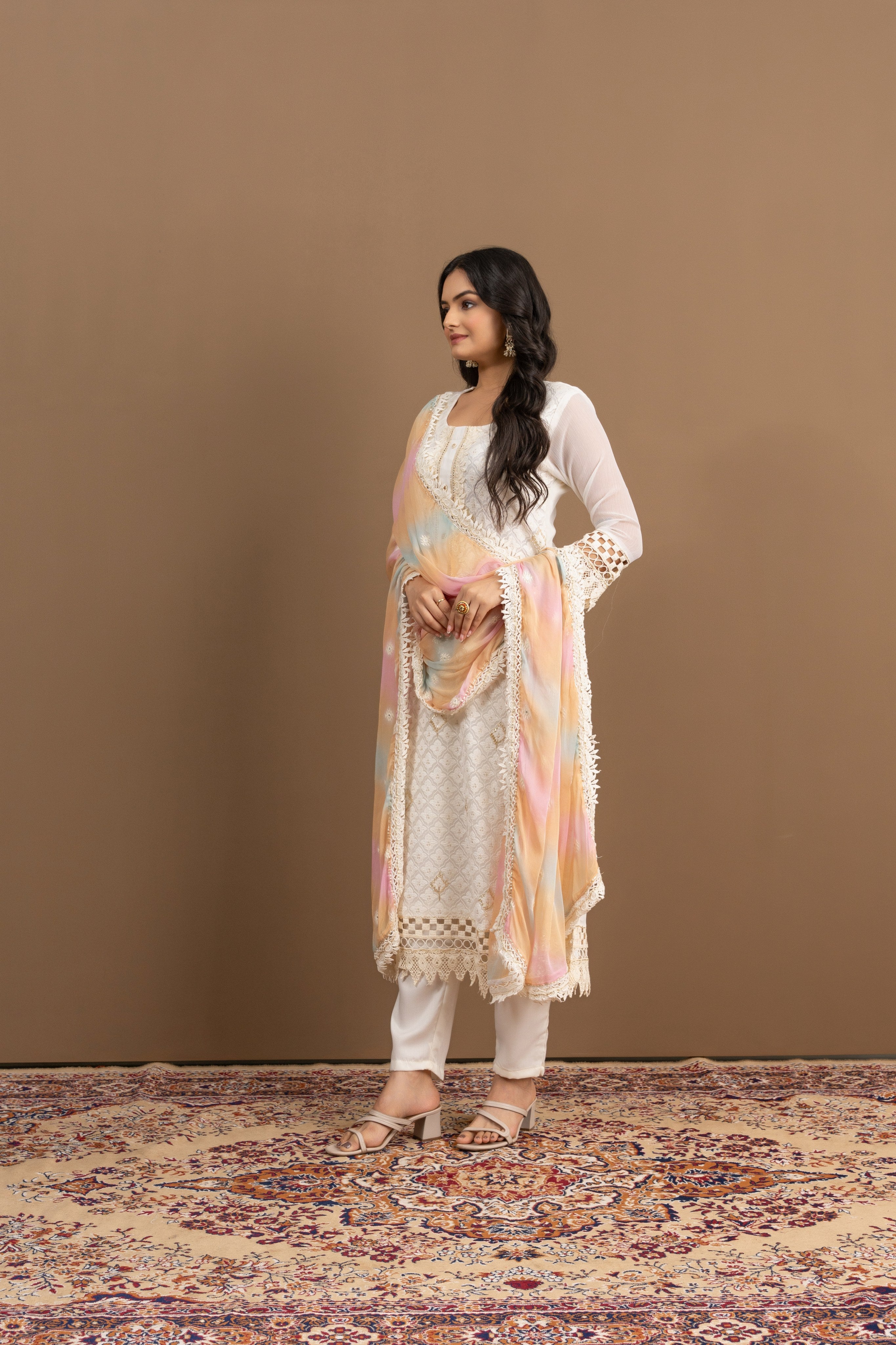 Varamya Off-white Pakistani Straight Suit