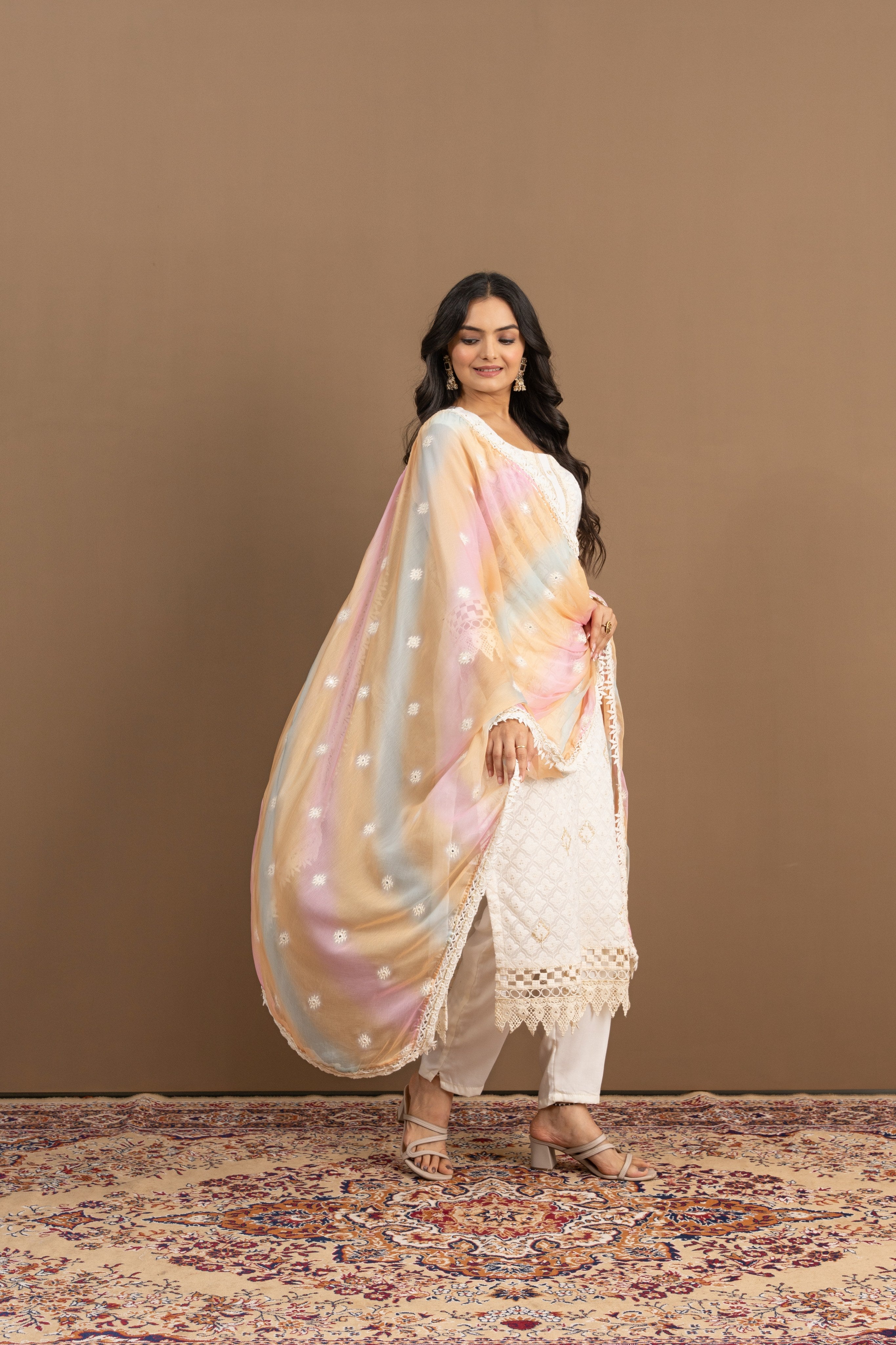 Varamya Off-white Pakistani Straight Suit