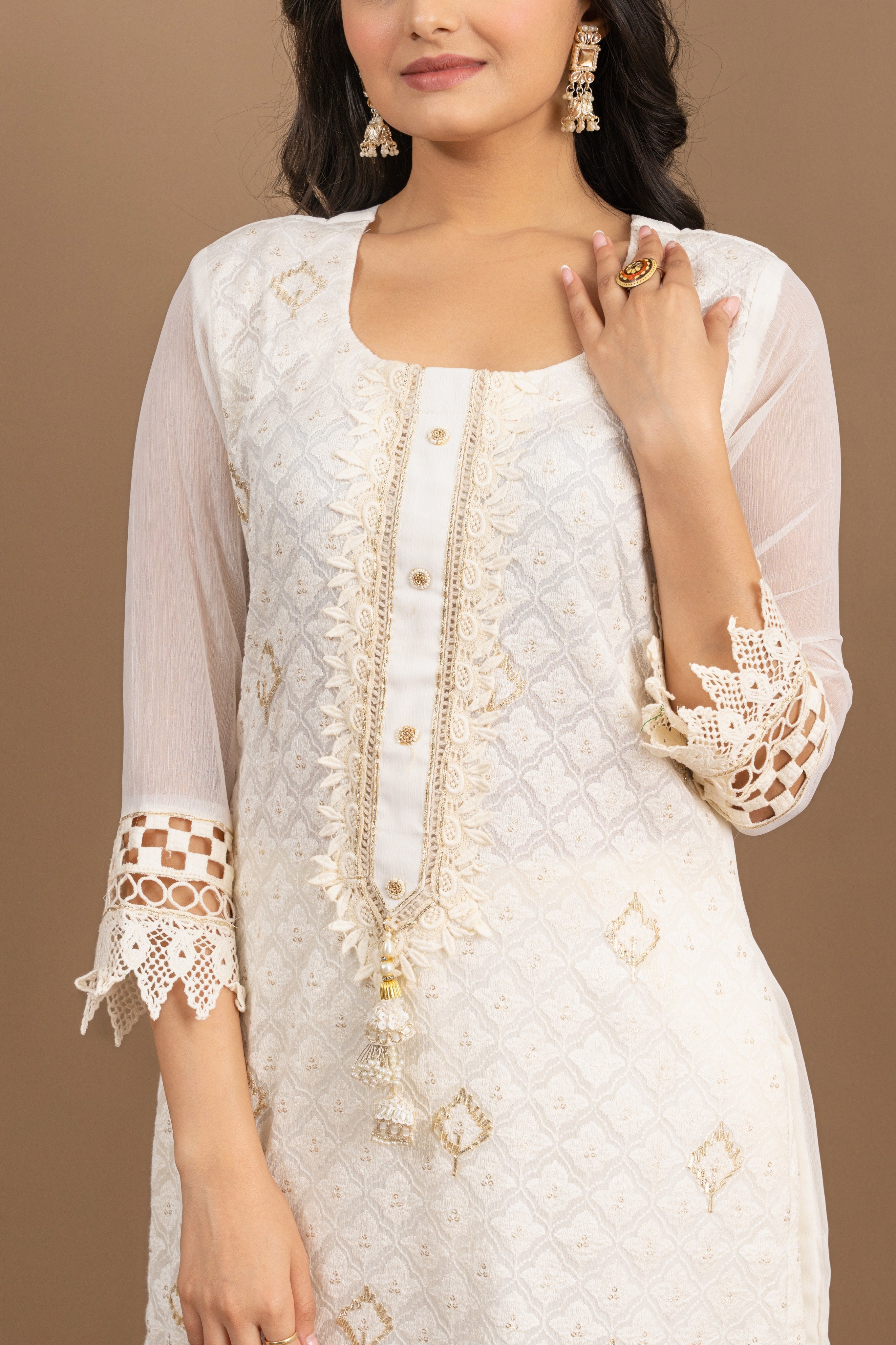 Varamya Off-white Pakistani Straight Suit