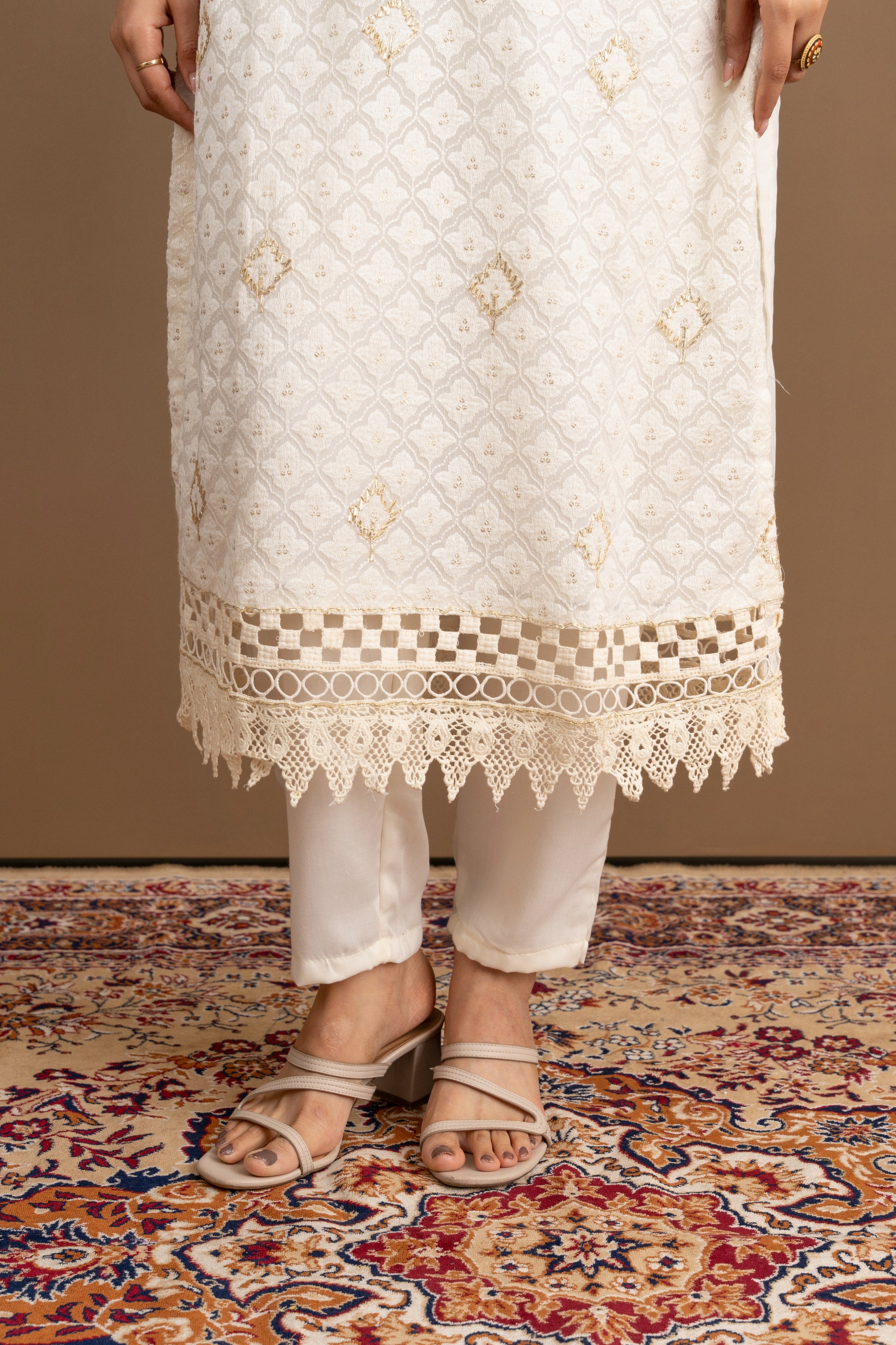Varamya Off-white Pakistani Straight Suit