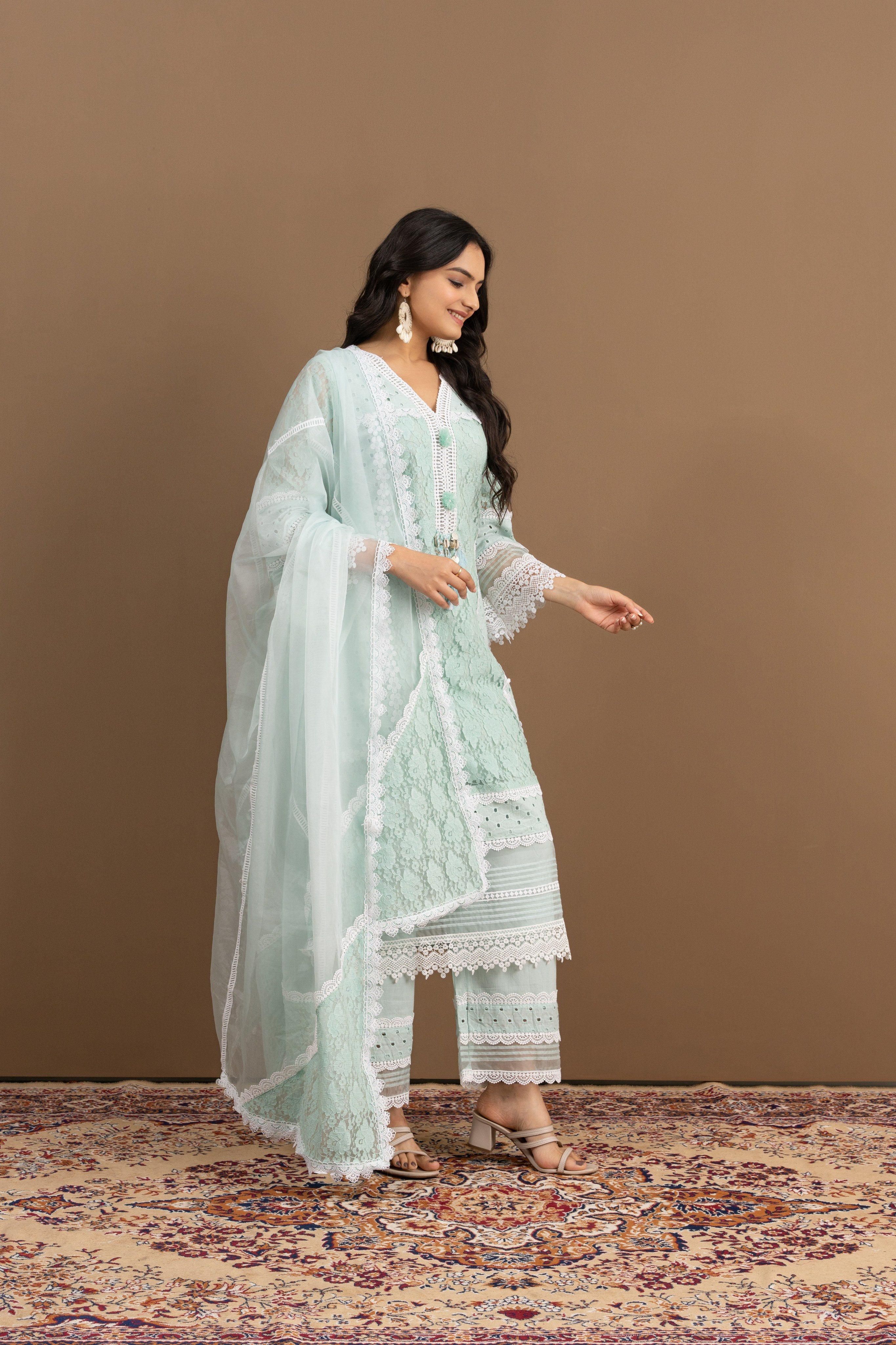 Varamya Lace Pattern Straight Pakistani Suit
