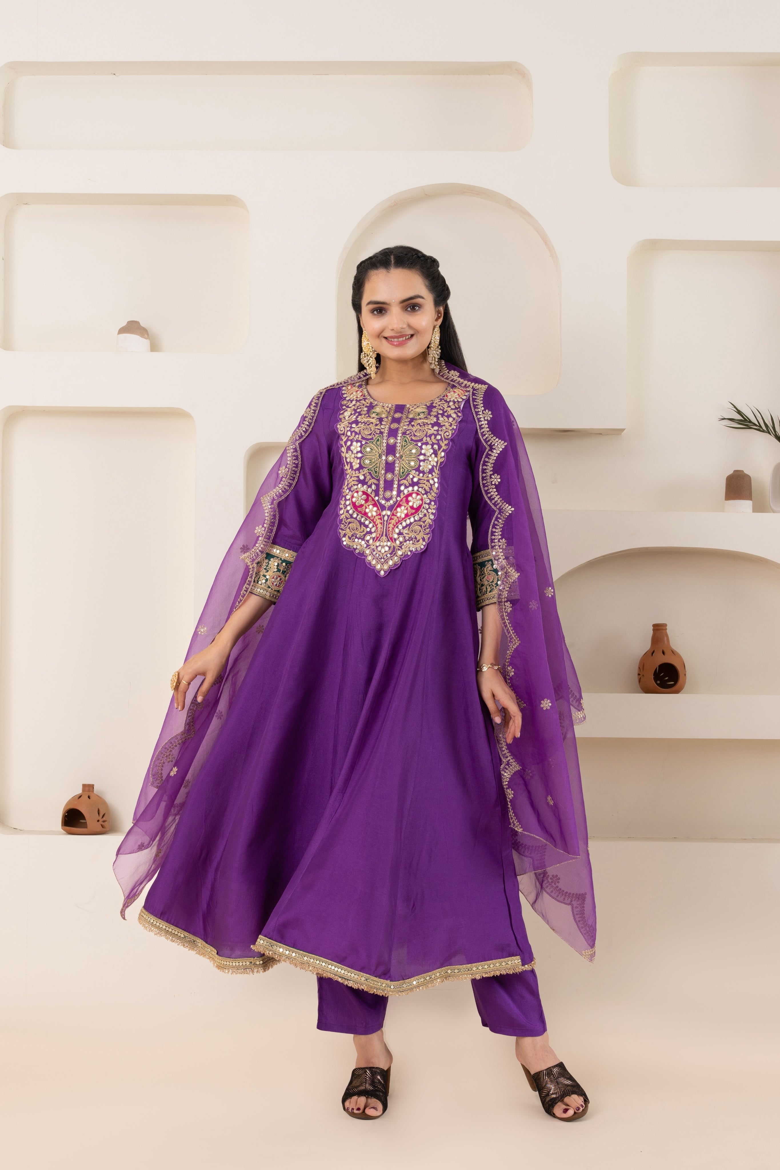 VARAMYA Purple Anarkali Set