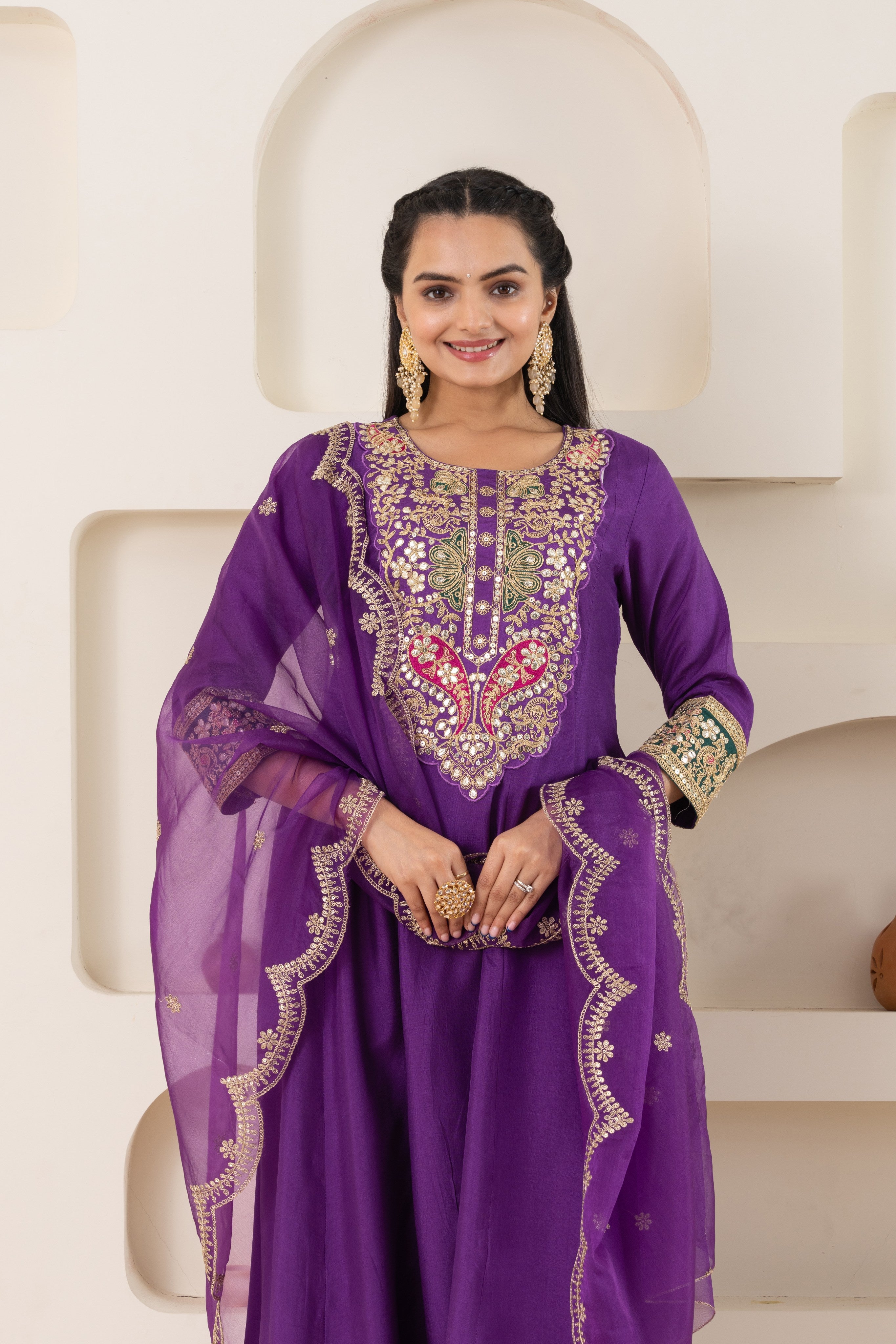 VARAMYA Purple Anarkali Set