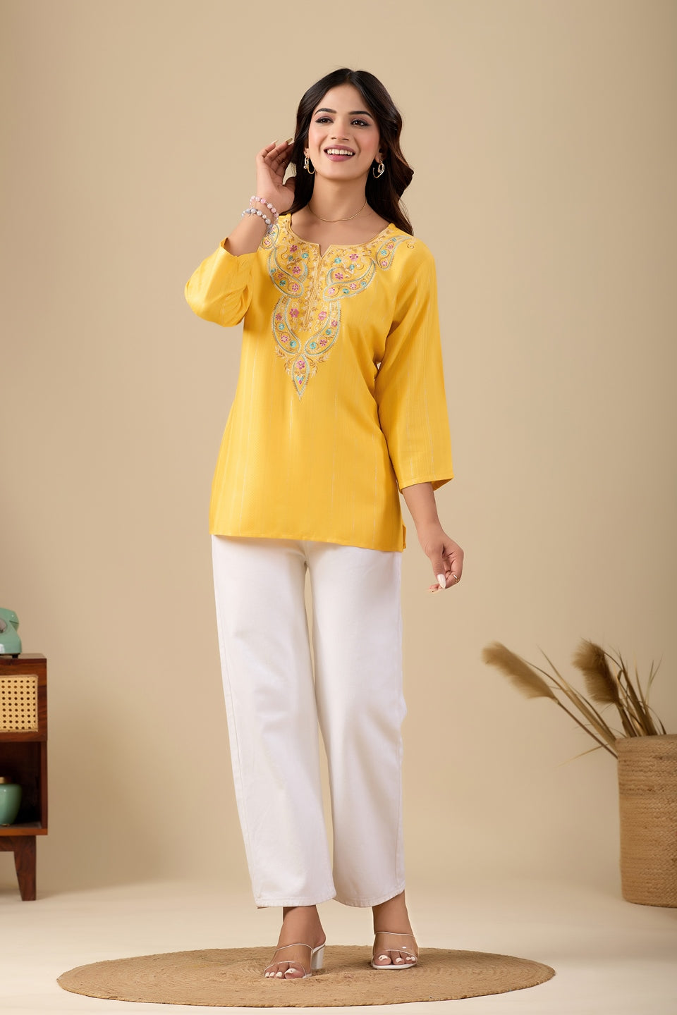 Women's Printed Short Kurti Top | Rayon Casual Ethnic Tunic I Summer Printed Top