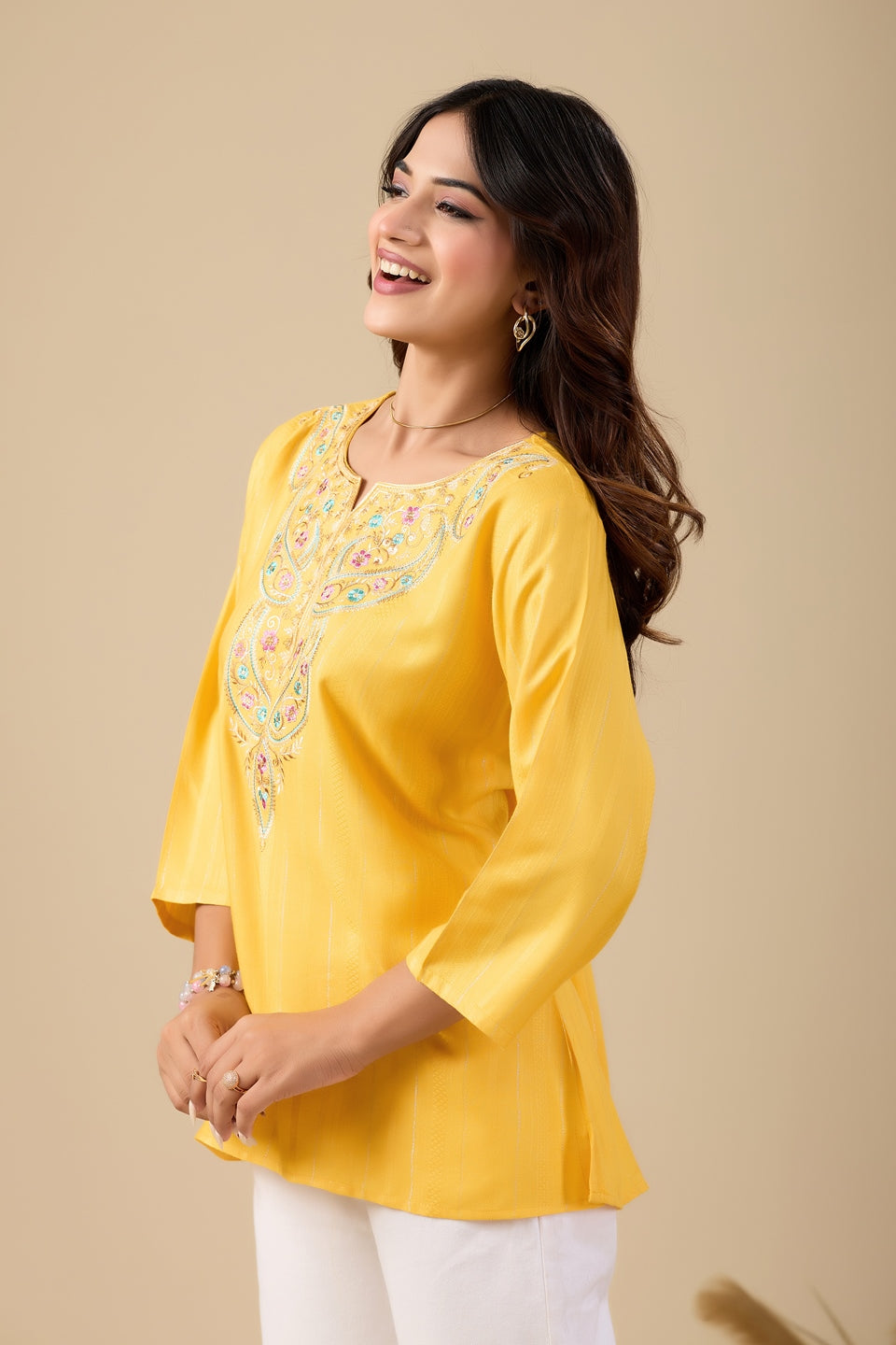 Women's Printed Short Kurti Top | Rayon Casual Ethnic Tunic I Summer Printed Top
