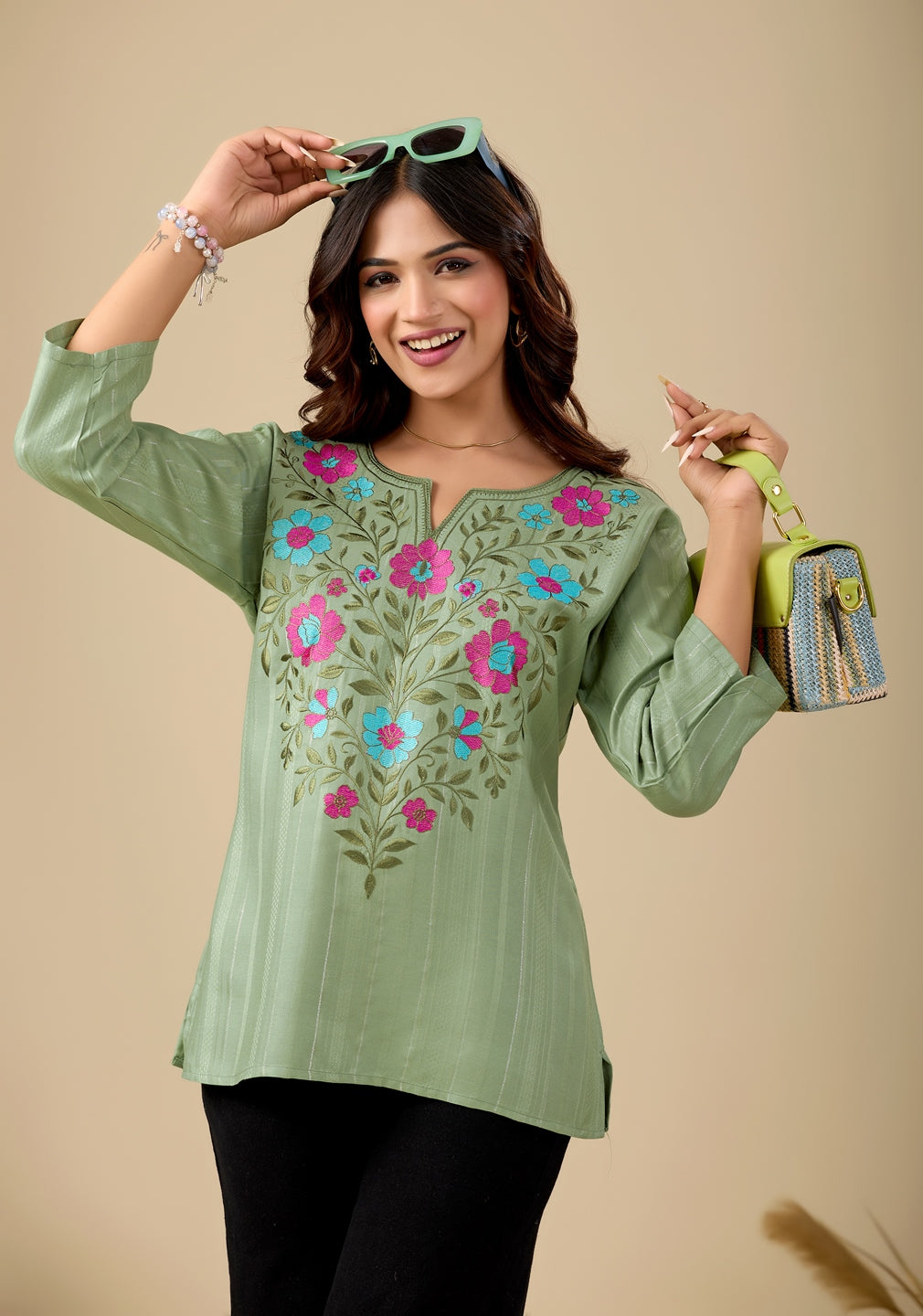 Women's Printed Short Kurti Top | Rayon Casual Ethnic Tunic I Summer Printed Top