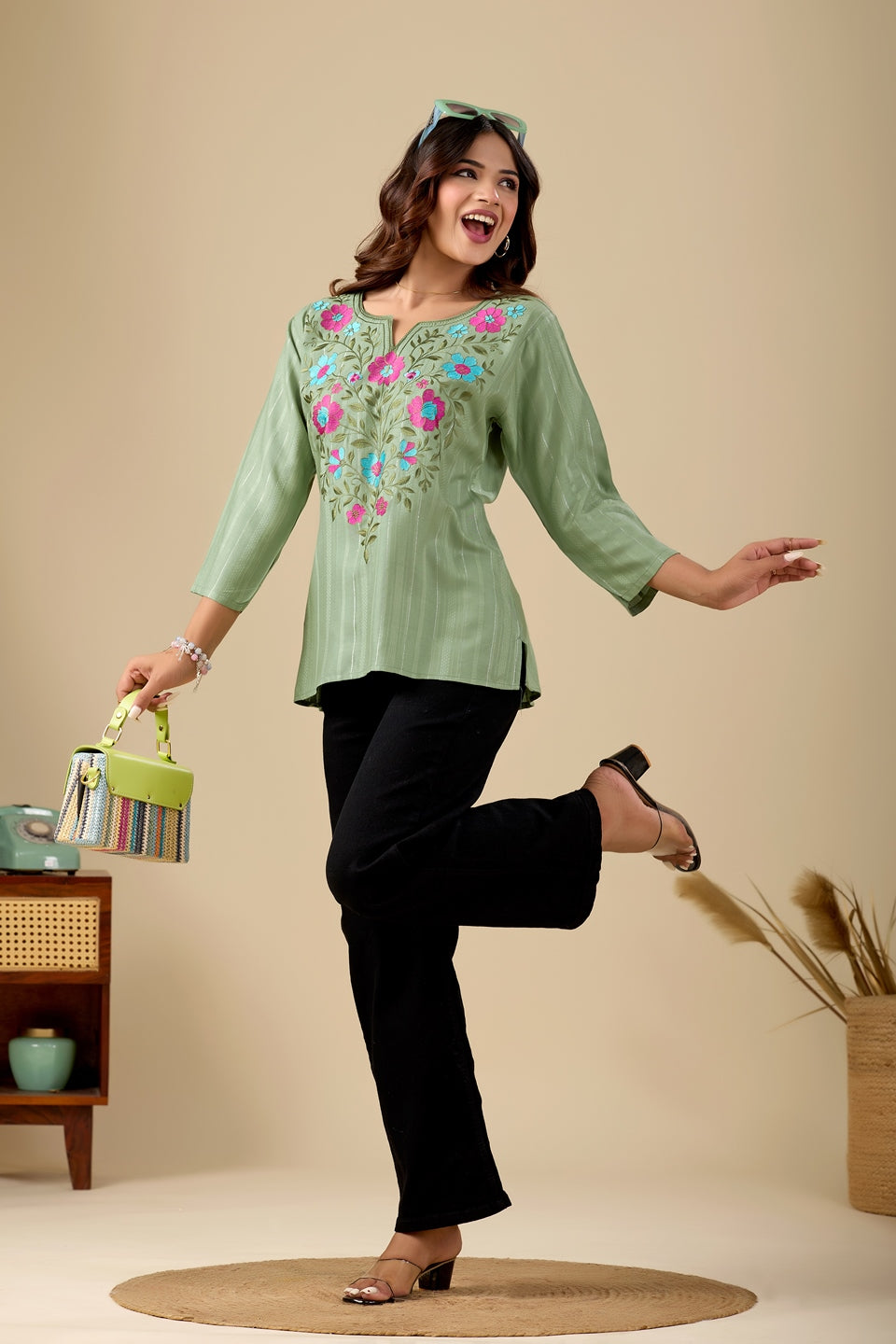 Women's Printed Short Kurti Top | Rayon Casual Ethnic Tunic I Summer Printed Top