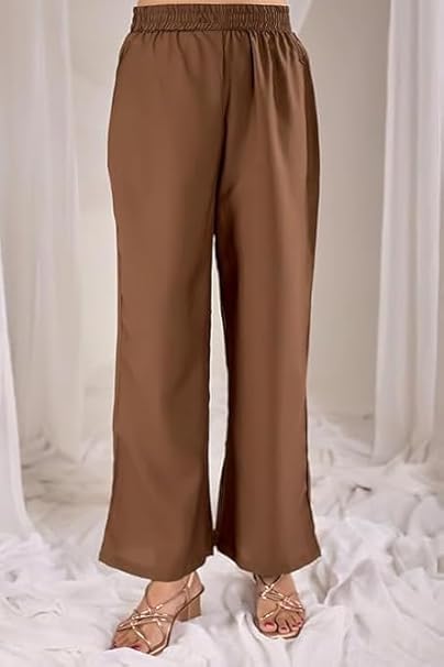 Women’s Brown Geometric Print Tunic with Wide-Leg Palazzos – 2 Piece Co-ord Set