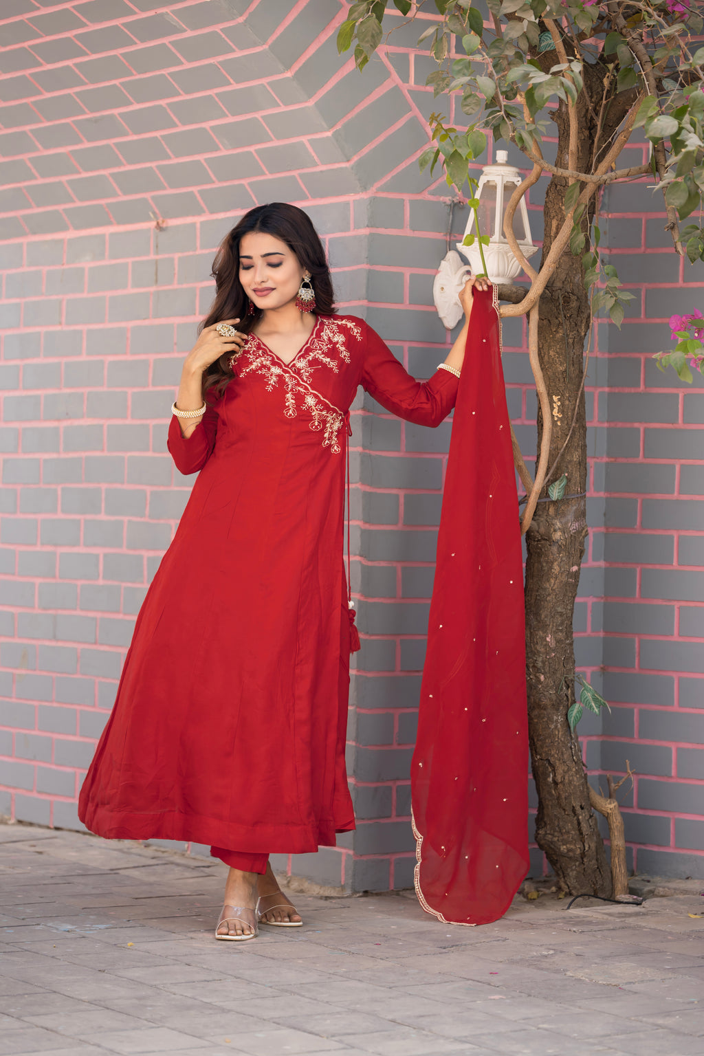 VARAMYA Angrakha Anarkali Handwork Suit Set