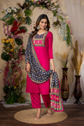 VARAMYA Pink Straight Silk Suit