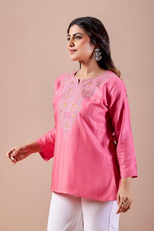Women's Printed Short Kurti Top | Rayon Casual Ethnic Tunic I Summer Printed Top