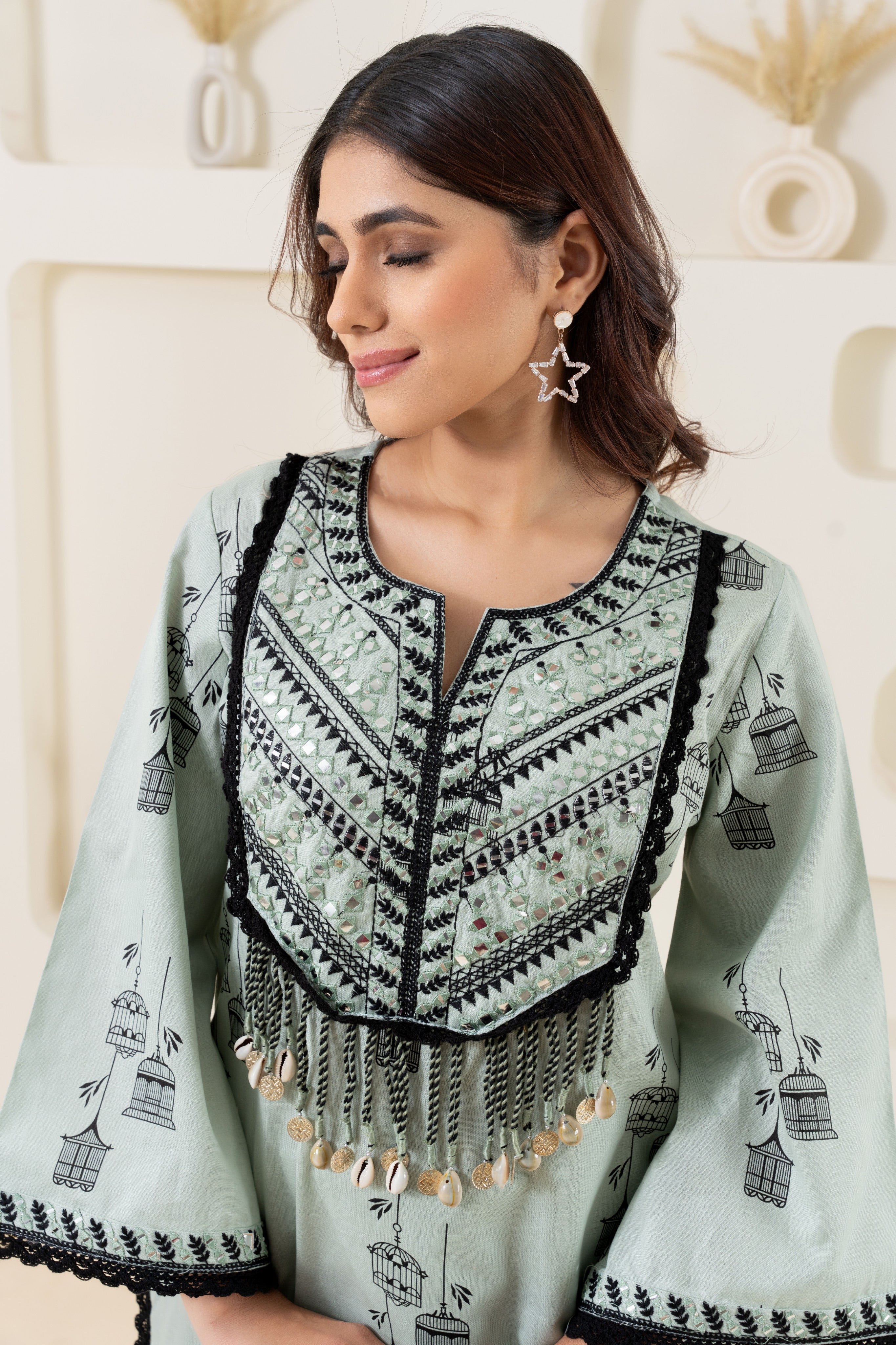 Straight Embroidery Suit Set