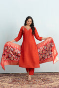Varamya Orange Handwork Straight Suit