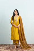 Varamya Yellow A-line Gathered Suit