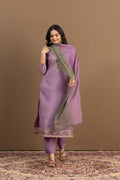 Varamya Lavender Organza Straight Suit