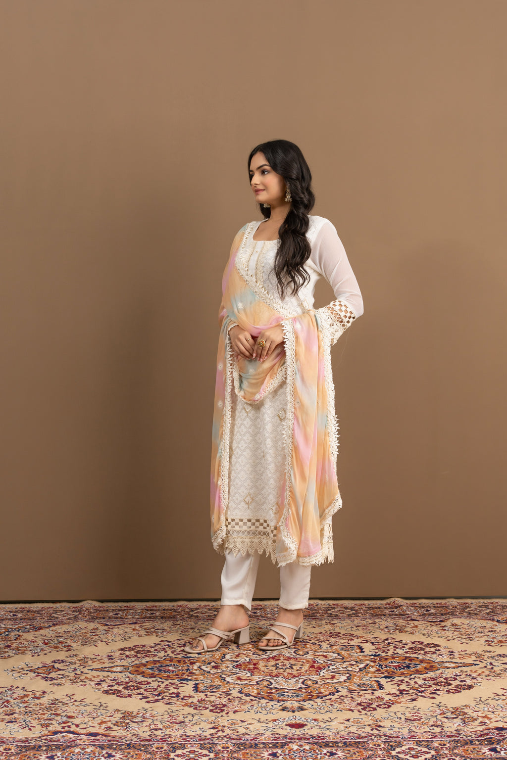 Varamya Off-white Pakistani Straight Suit