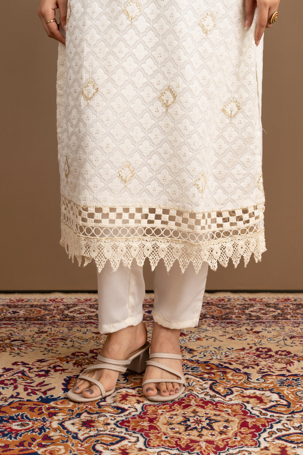 Varamya Off-white Pakistani Straight Suit