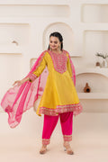 VARAMYA Yellow Gota Patti Anarkali suit