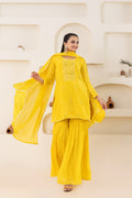 VARAMYA Yellow Handwork Sharara Set