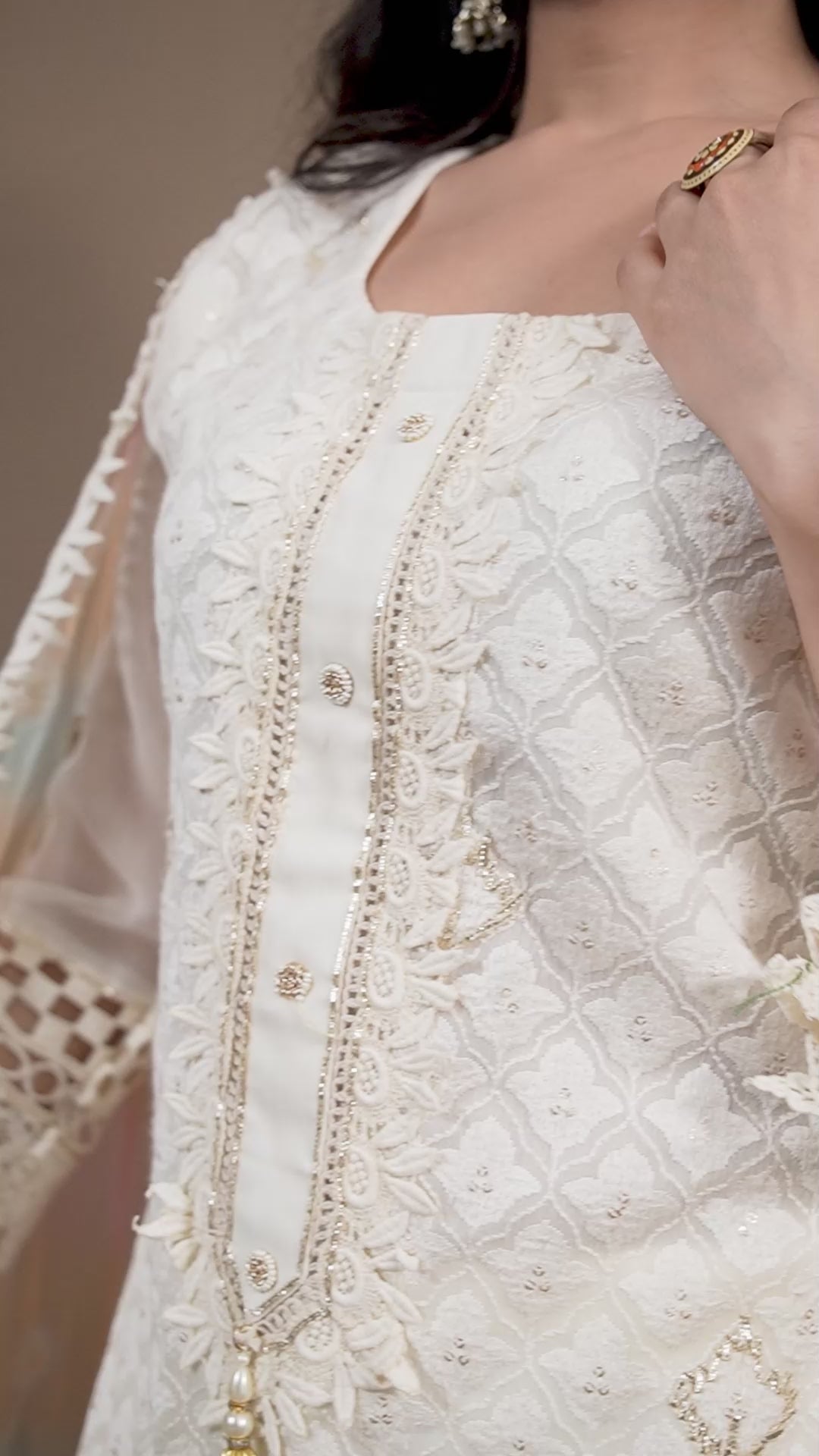 Varamya Off-white Pakistani Straight Suit