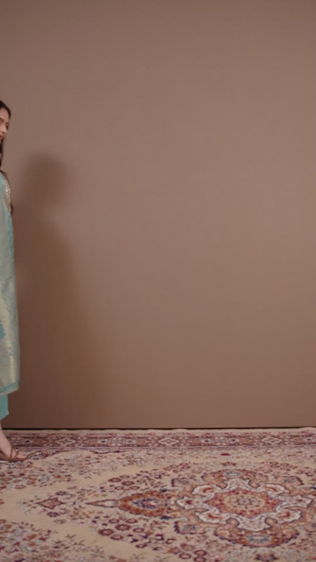Varamya Blue Handwork Zari Woven Straight Suit