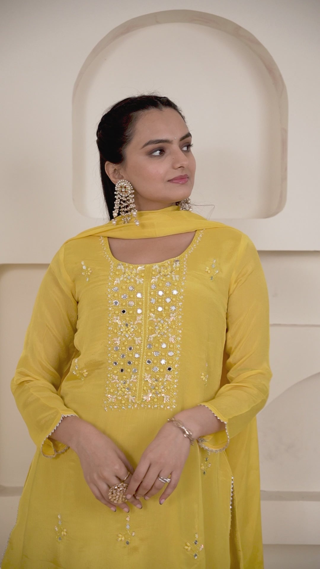 VARAMYA Yellow Handwork Sharara Set
