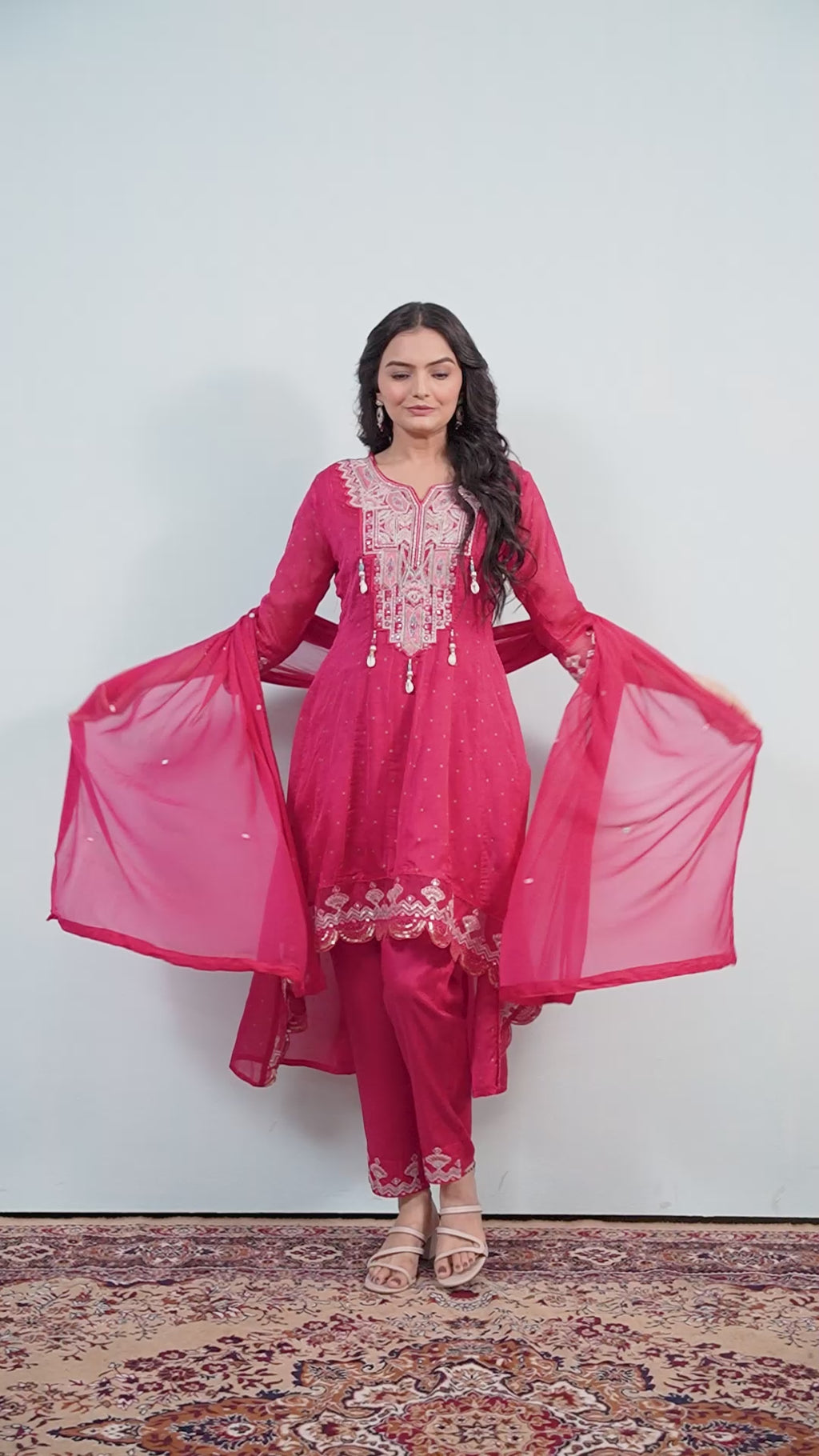 Varamya Pink Embroided Up-down Anarkali Suit