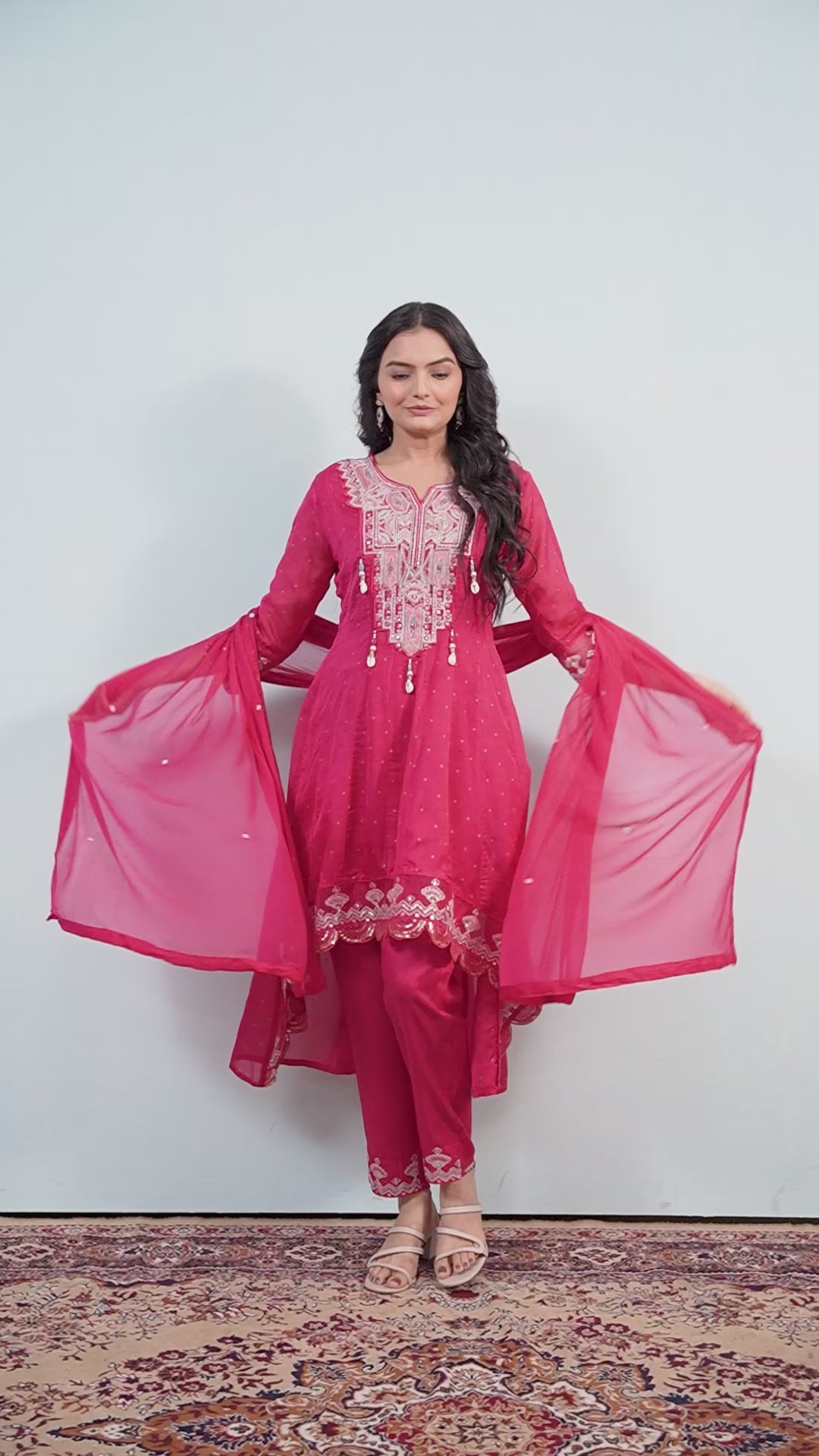 Varamya Pink Embroided Up-down Anarkali Suit