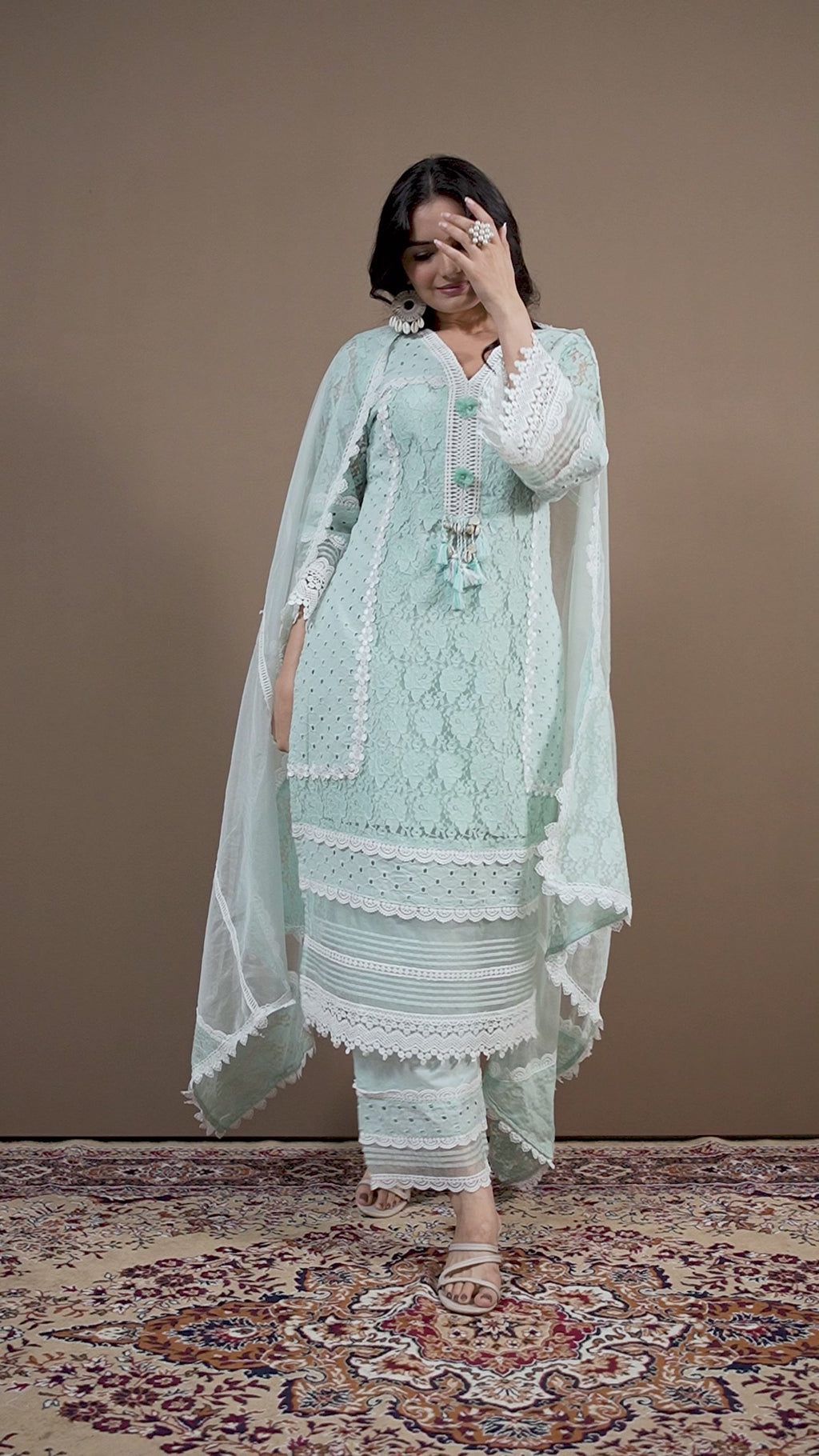 Varamya Lace Pattern Straight Pakistani Suit