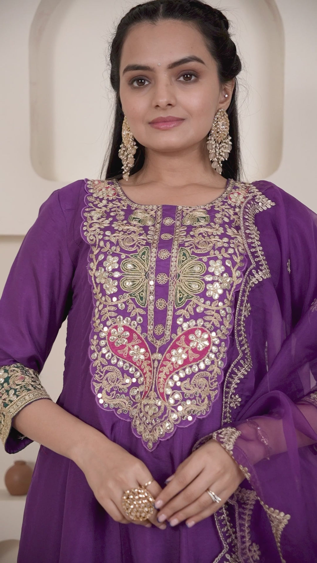 VARAMYA Purple Anarkali Set