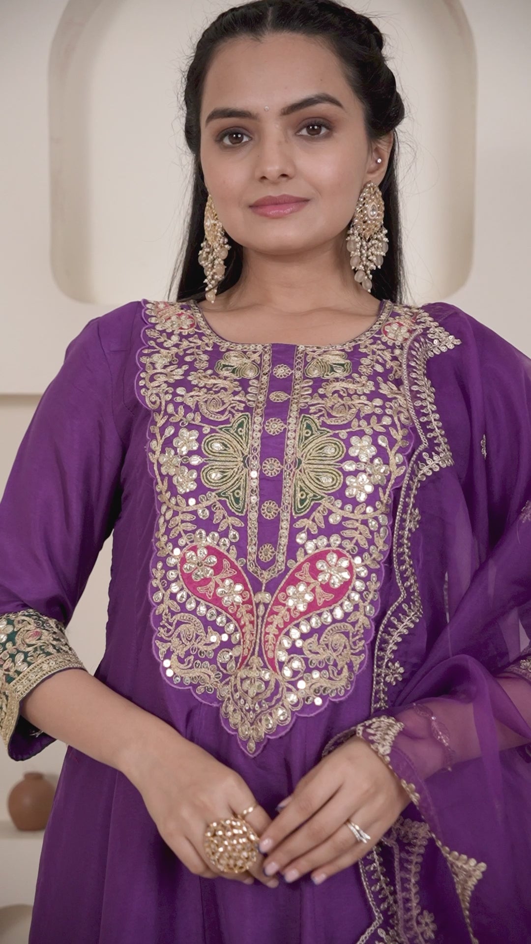 VARAMYA Purple Anarkali Set